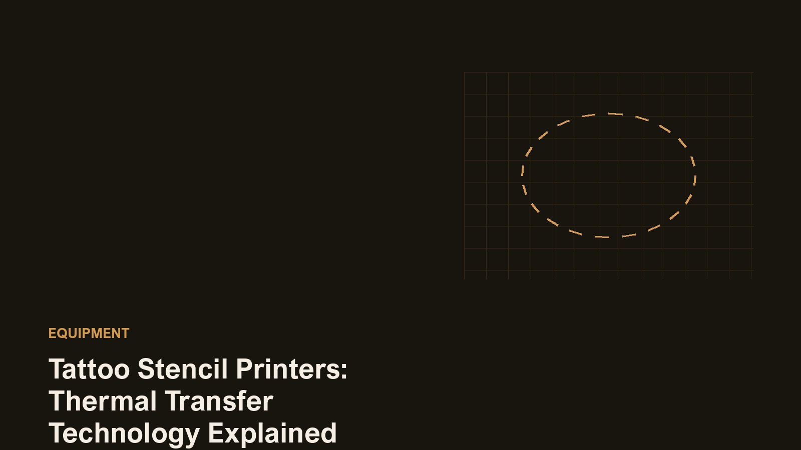 Editorial illustration of a transfer-paper grid with a dashed stencil outline representing thermal stencil printing