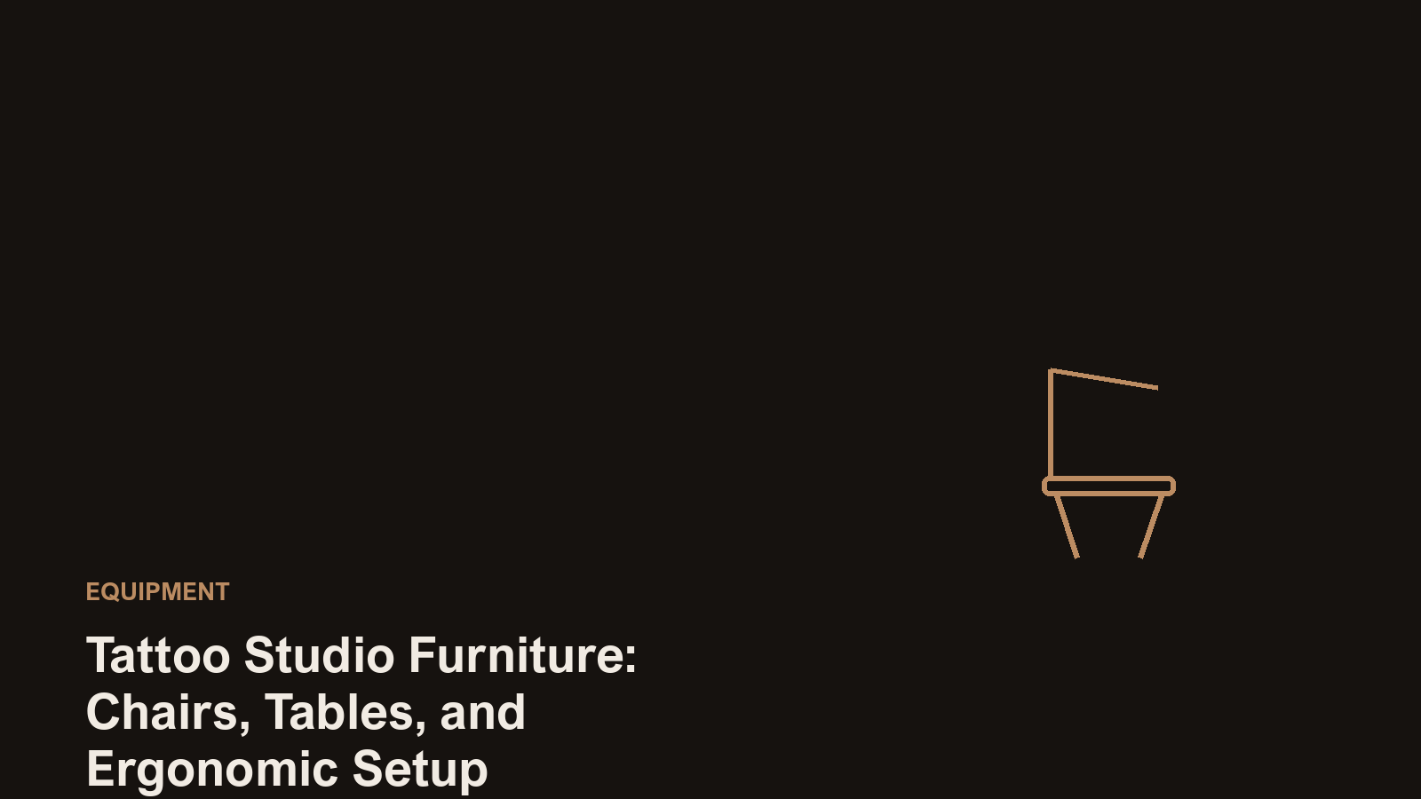 Editorial line-art illustration of a studio chair representing tattoo studio furniture