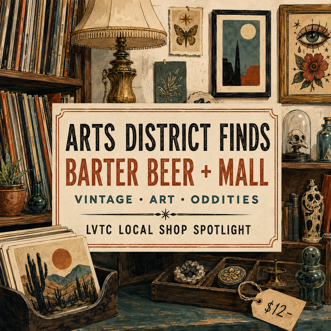 Original LVTC editorial artwork for a Barter Beer and Mall local shop spotlight