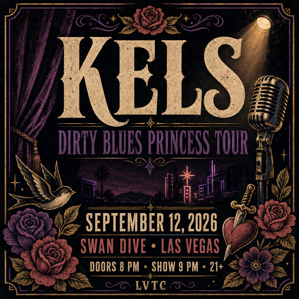 KELS Dirty Blues Princess Tour Las Vegas original LVTC editorial poster