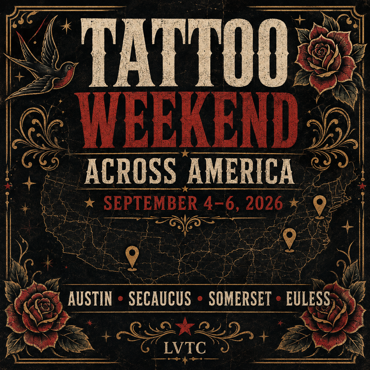 Tattoo Weekend Across America September 4 to 6 2026 editorial poster